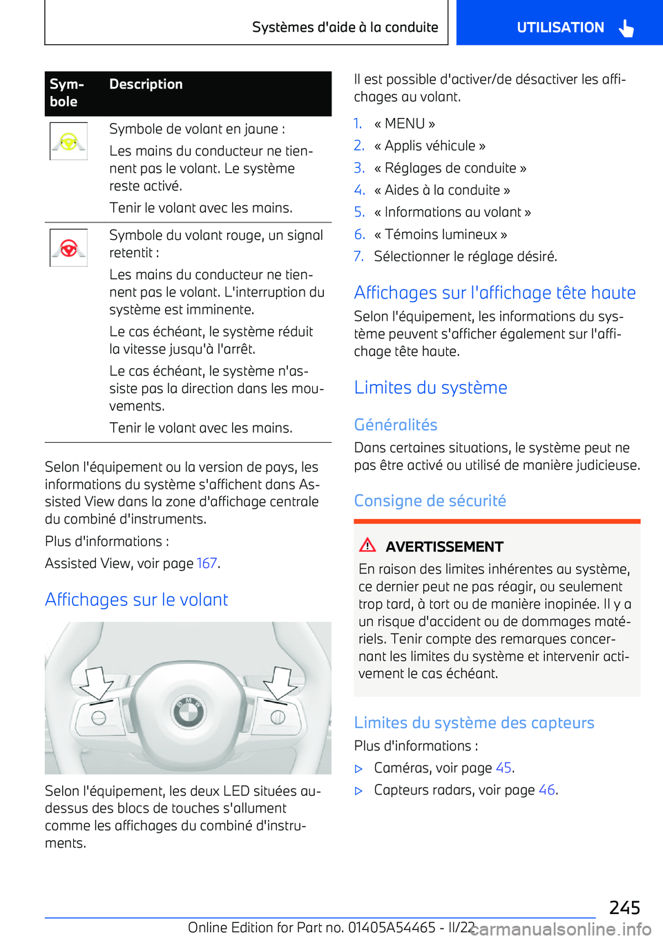 BMW IX 2022  Notices Demploi (in French) Sym