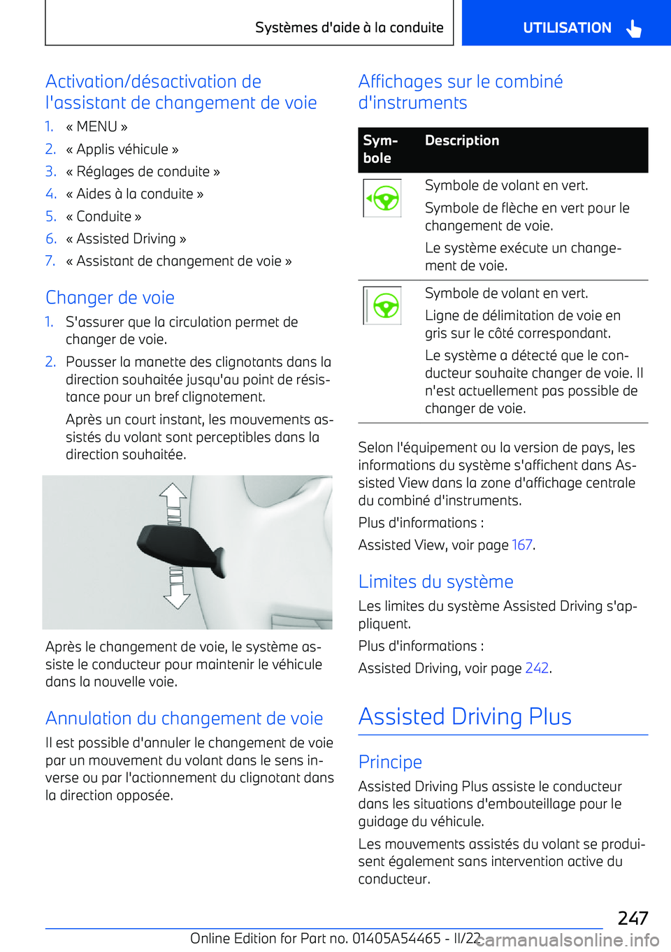 BMW IX 2022  Notices Demploi (in French) Activation/désactivation de
l