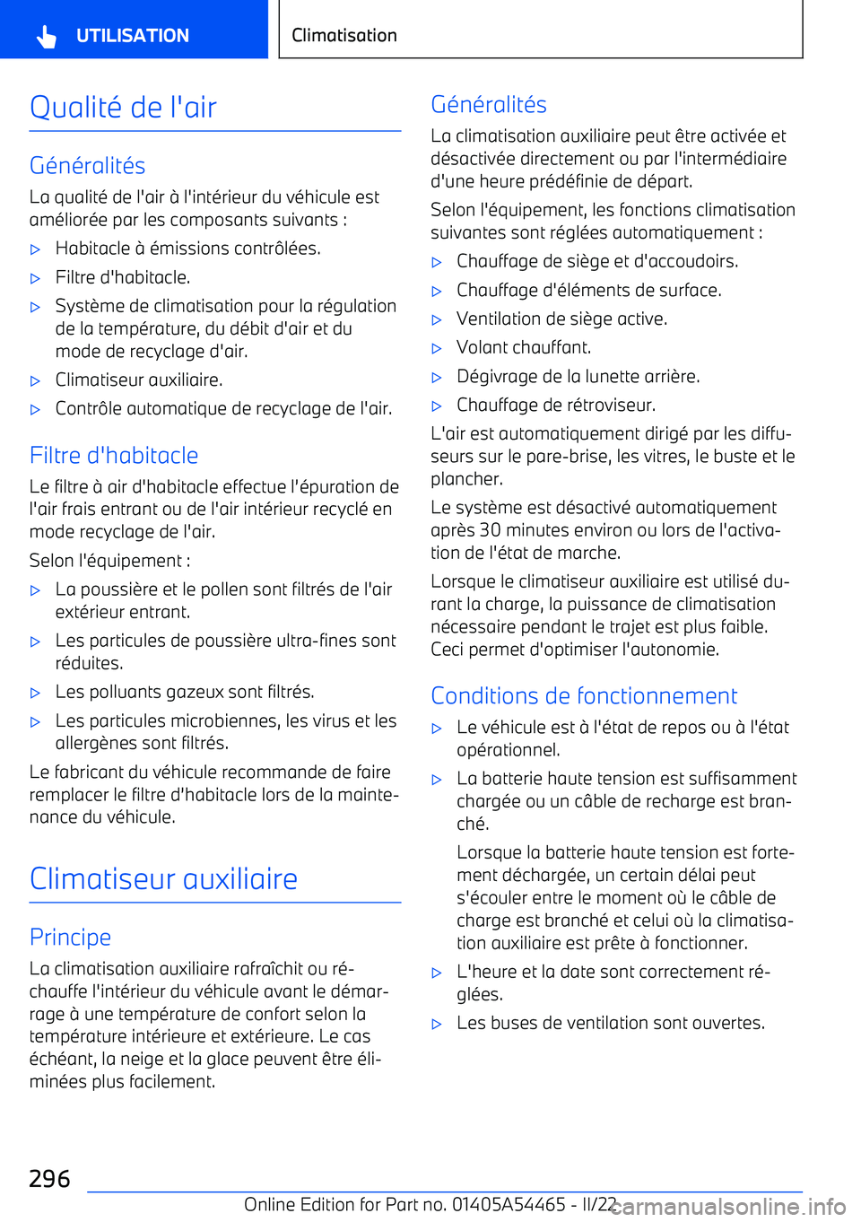 BMW IX 2022 Notices Demploi (in French) Qualité de l BMW IX 2022 Notices Demploi (in French) Qualité de l