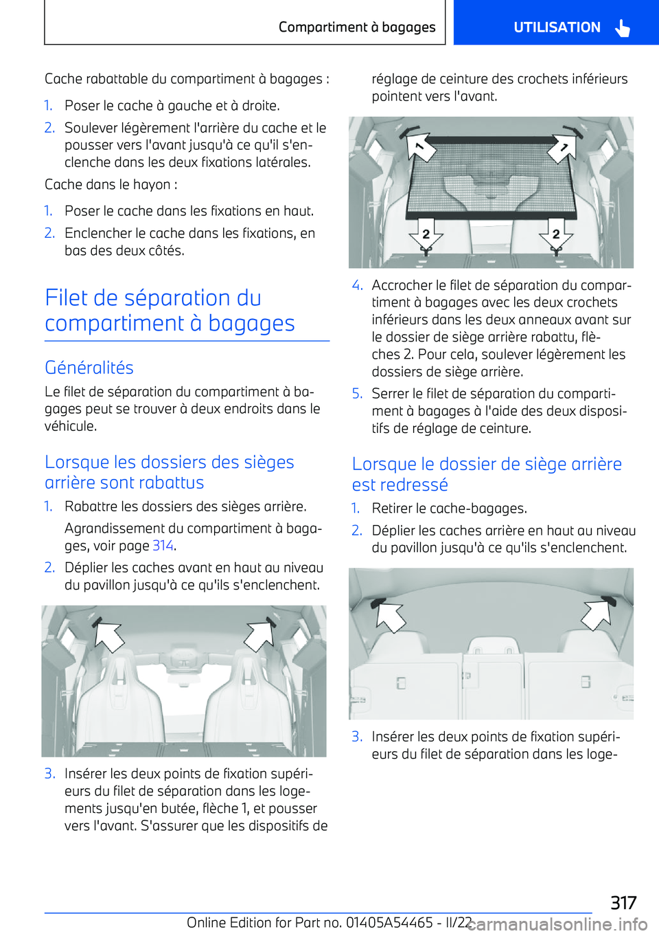 BMW IX 2022 Notices Demploi (in French) Cache rabattable du compartiment BMW IX 2022 Notices Demploi (in French) Cache rabattable du compartiment