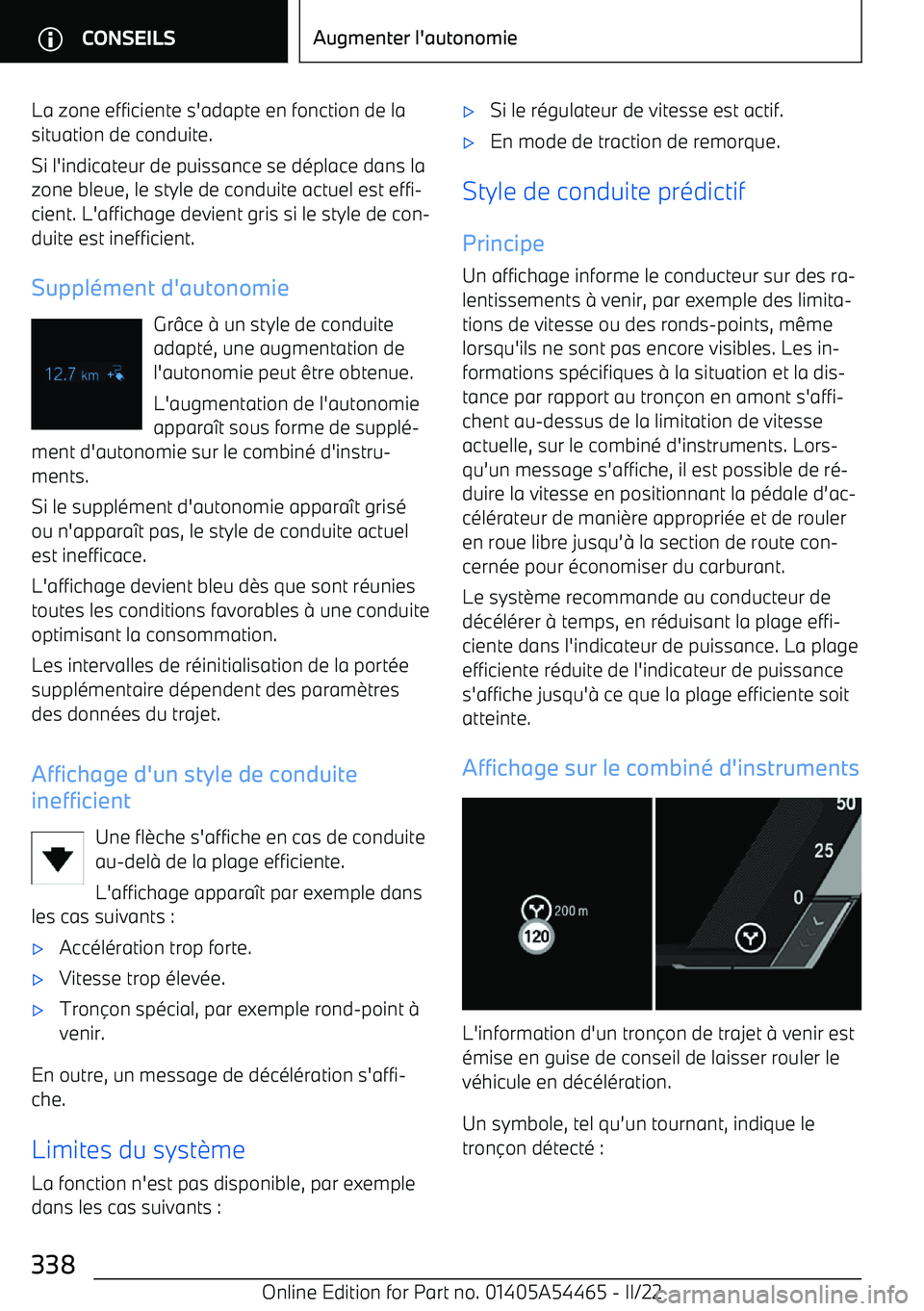 BMW IX 2022  Notices Demploi (in French) La zone efficiente s