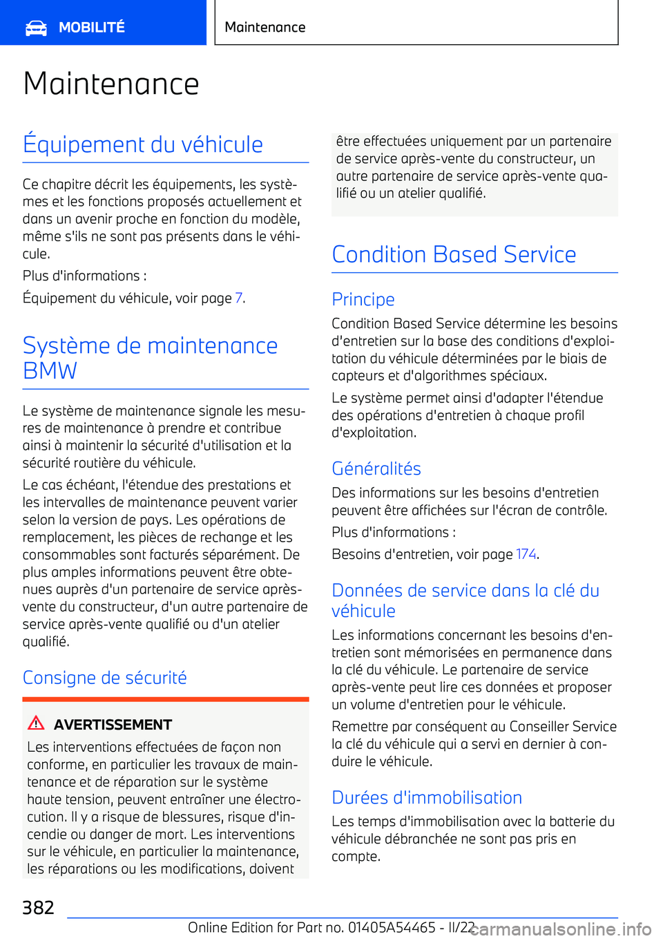 BMW IX 2022 Notices Demploi (in French) Maintenance BMW IX 2022 Notices Demploi (in French) Maintenance
