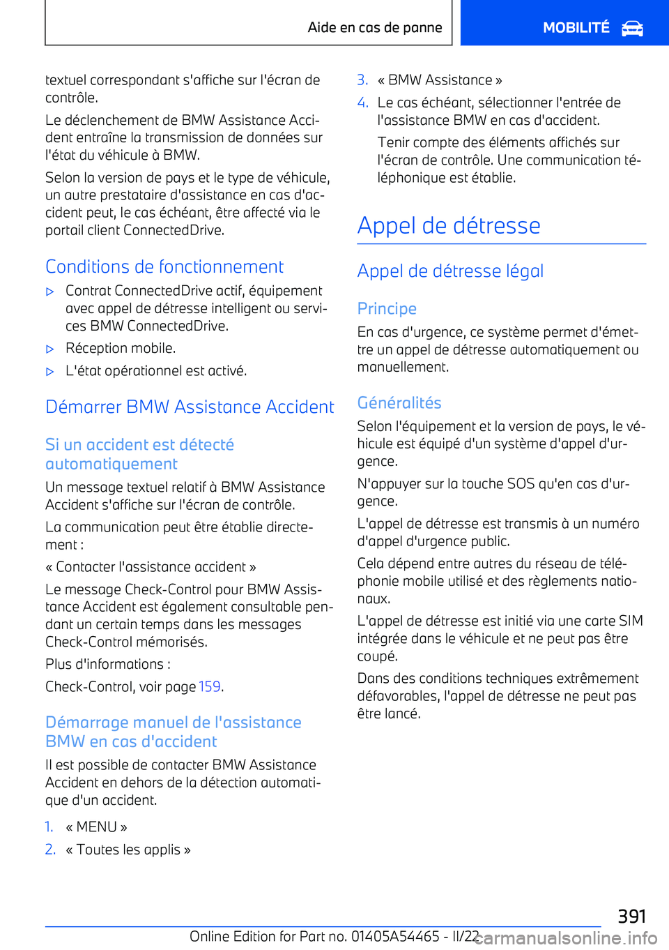 BMW IX 2022 Notices Demploi (in French) textuel correspondant s BMW IX 2022 Notices Demploi (in French) textuel correspondant s
