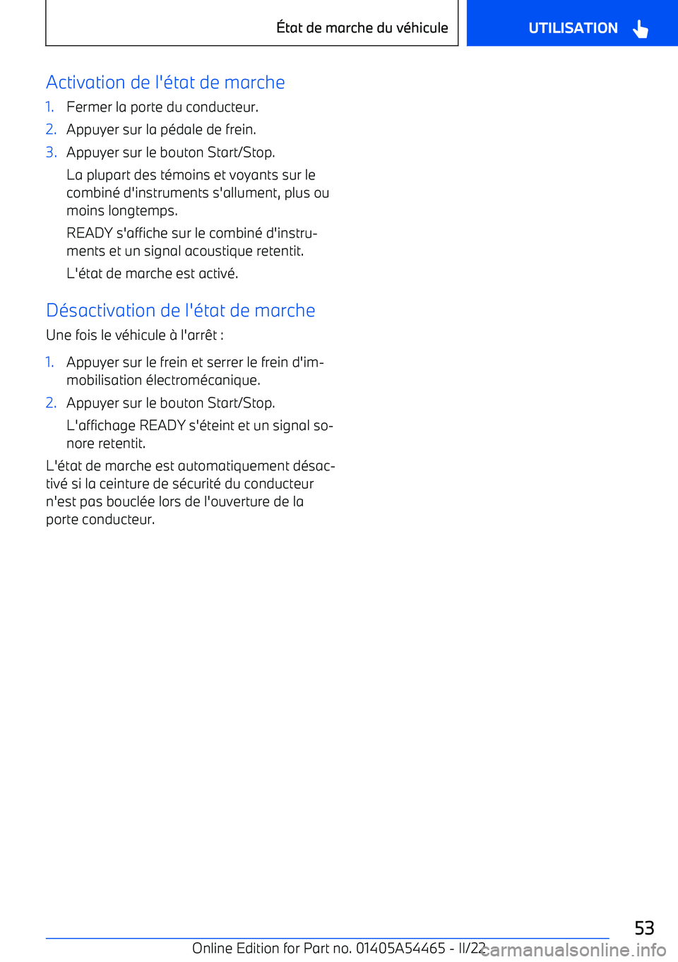 BMW IX 2022 Notices Demploi (in French) Activation de l BMW IX 2022 Notices Demploi (in French) Activation de l