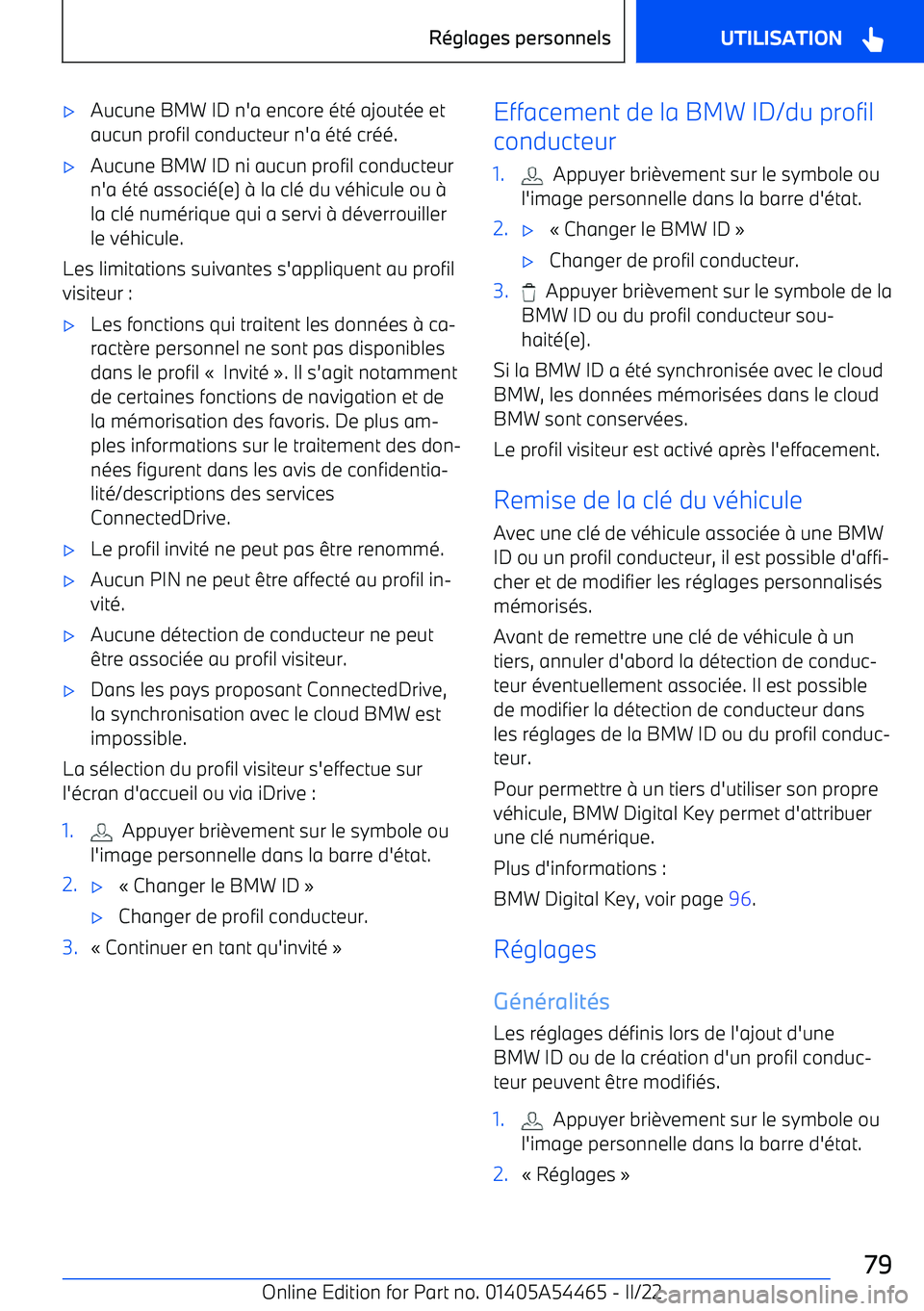 BMW IX 2022 Notices Demploi (in French) BMW IX 2022 Notices Demploi (in French)