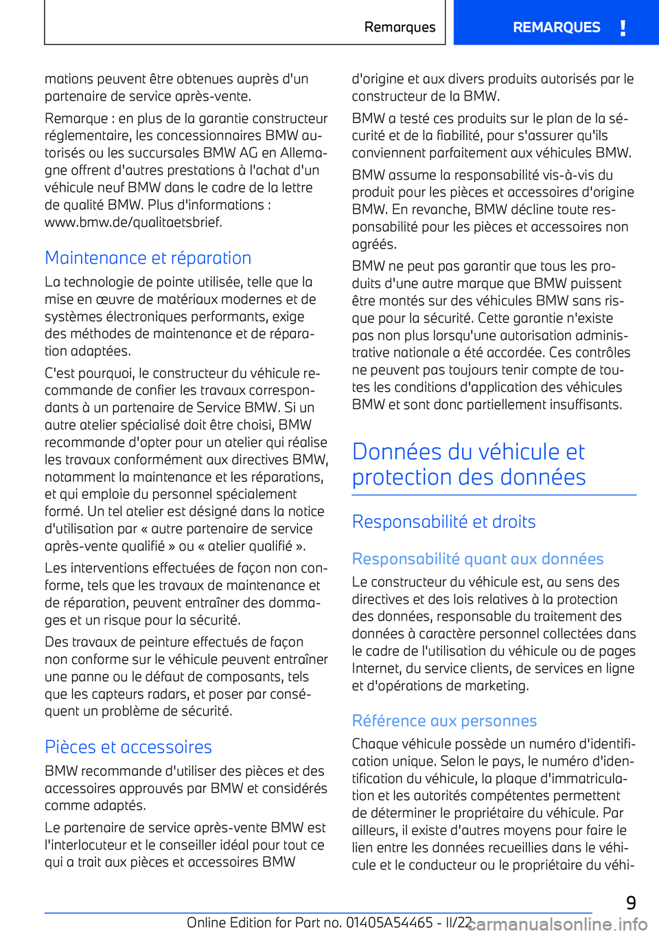 BMW IX 2022  Notices Demploi (in French) mations peuvent être obtenues aupr