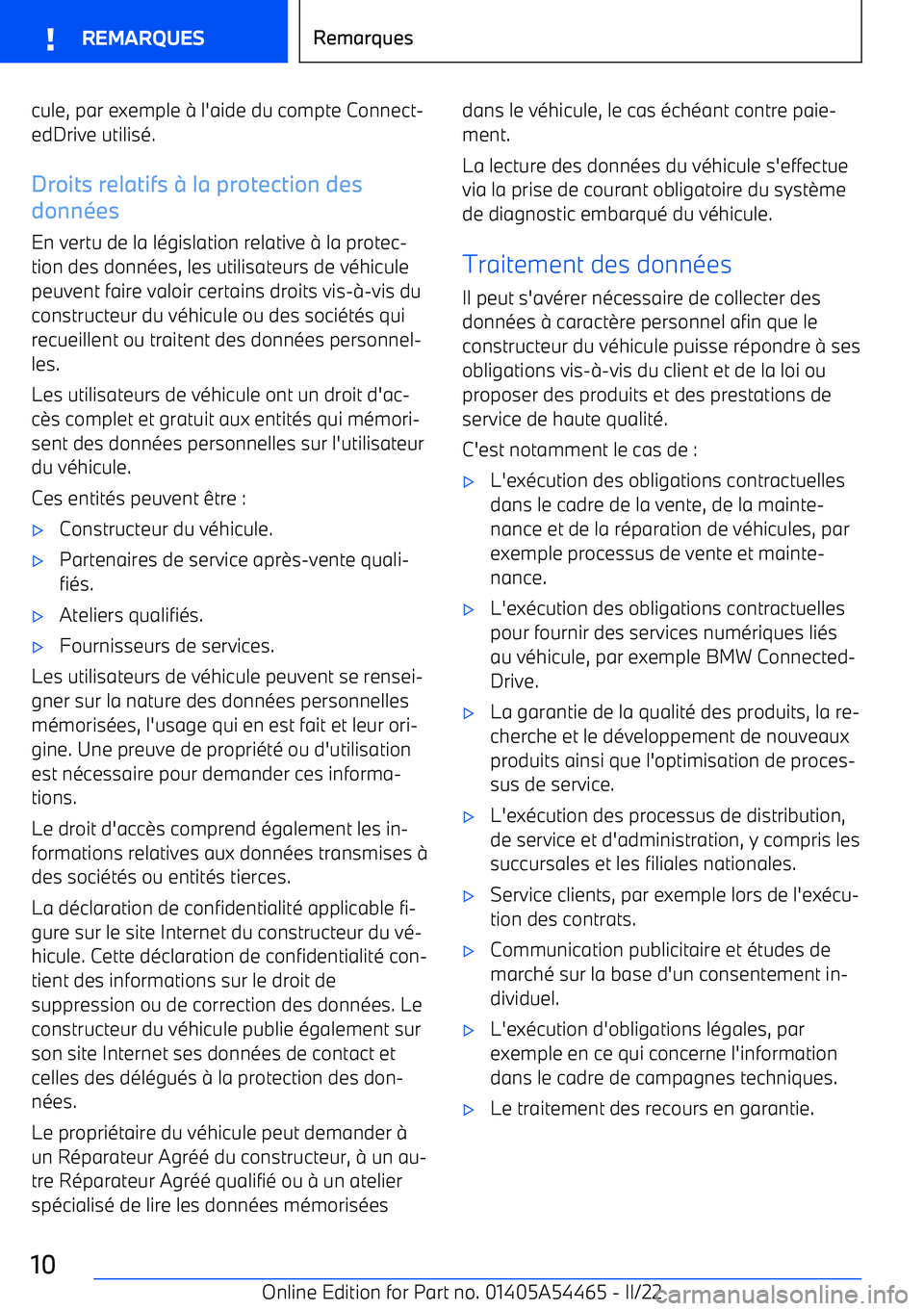 BMW IX 2022  Notices Demploi (in French) cule, par exemple 
