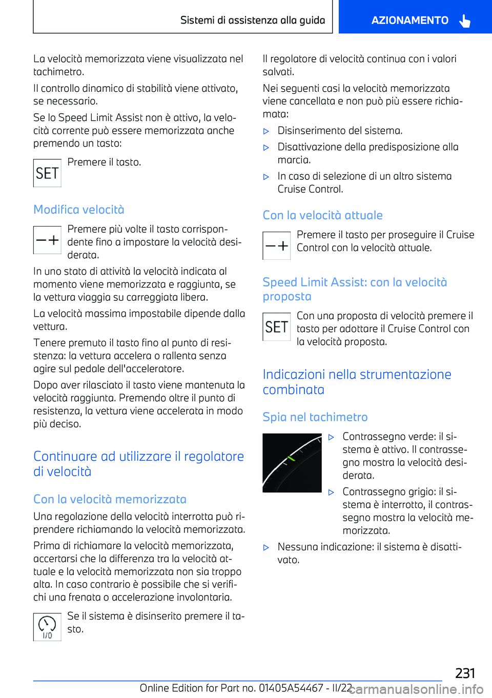 BMW IX 2022  Libretti Di Uso E manutenzione (in Italian) La velocit