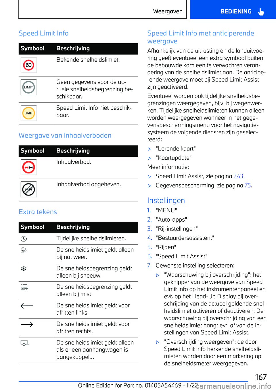 BMW IX 2022 Instructieboekjes (in Dutch) Speed Limit InfoSymboolBeschrijvingBekende snelheidslimiet.Geen gegevens voor de ac BMW IX 2022 Instructieboekjes (in Dutch) Speed Limit InfoSymboolBeschrijvingBekende snelheidslimiet.Geen gegevens voor de ac