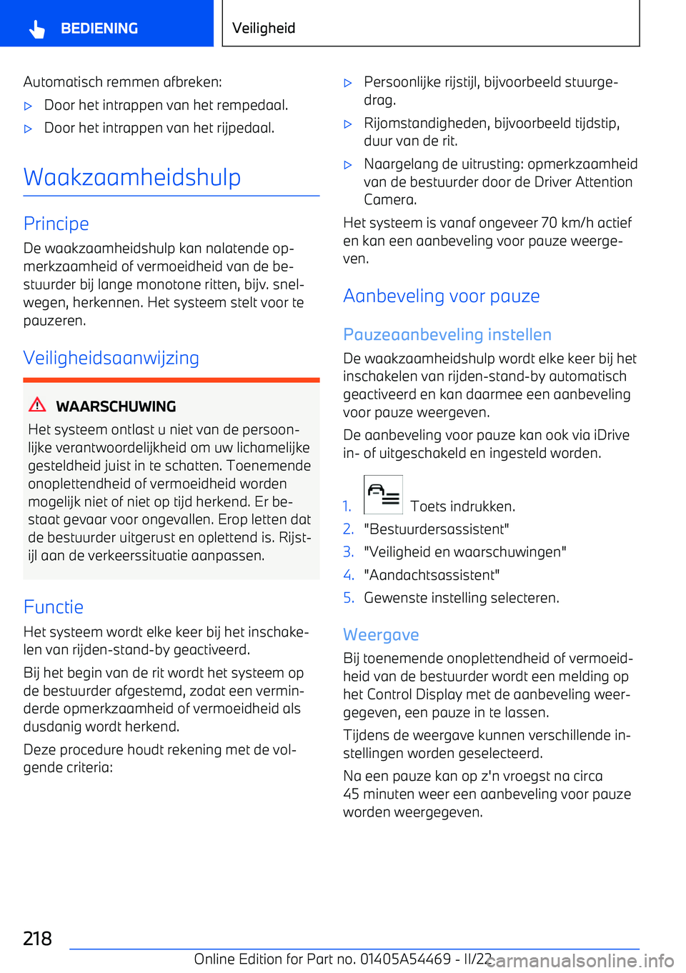 BMW IX 2022 Instructieboekjes (in Dutch) Automatisch remmen afbreken: BMW IX 2022 Instructieboekjes (in Dutch) Automatisch remmen afbreken: