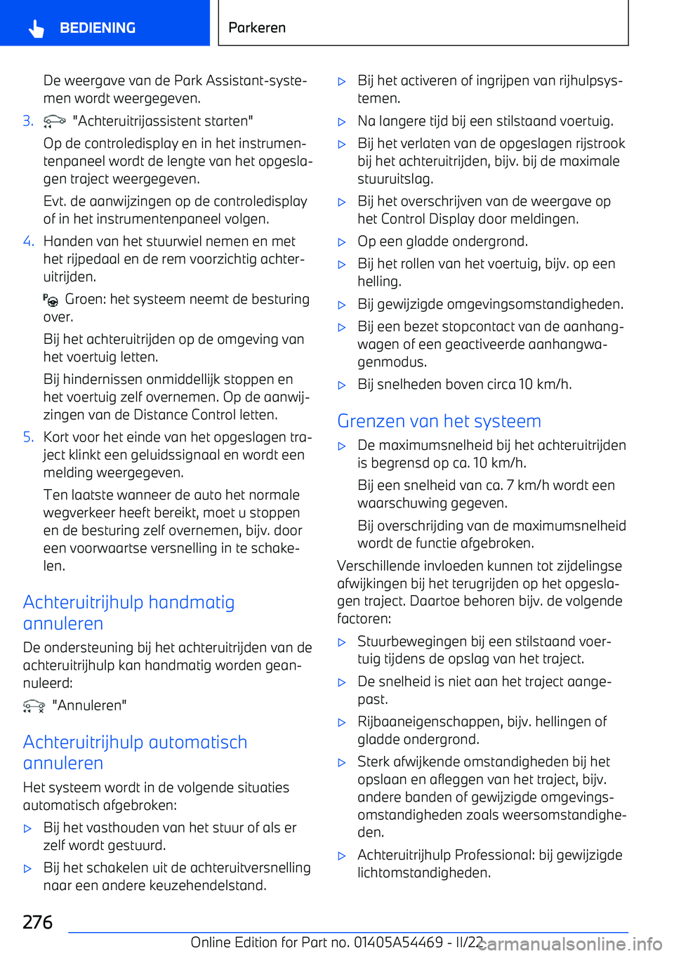 BMW IX 2022 Instructieboekjes (in Dutch) De weergave van de Park Assistant BMW IX 2022 Instructieboekjes (in Dutch) De weergave van de Park Assistant