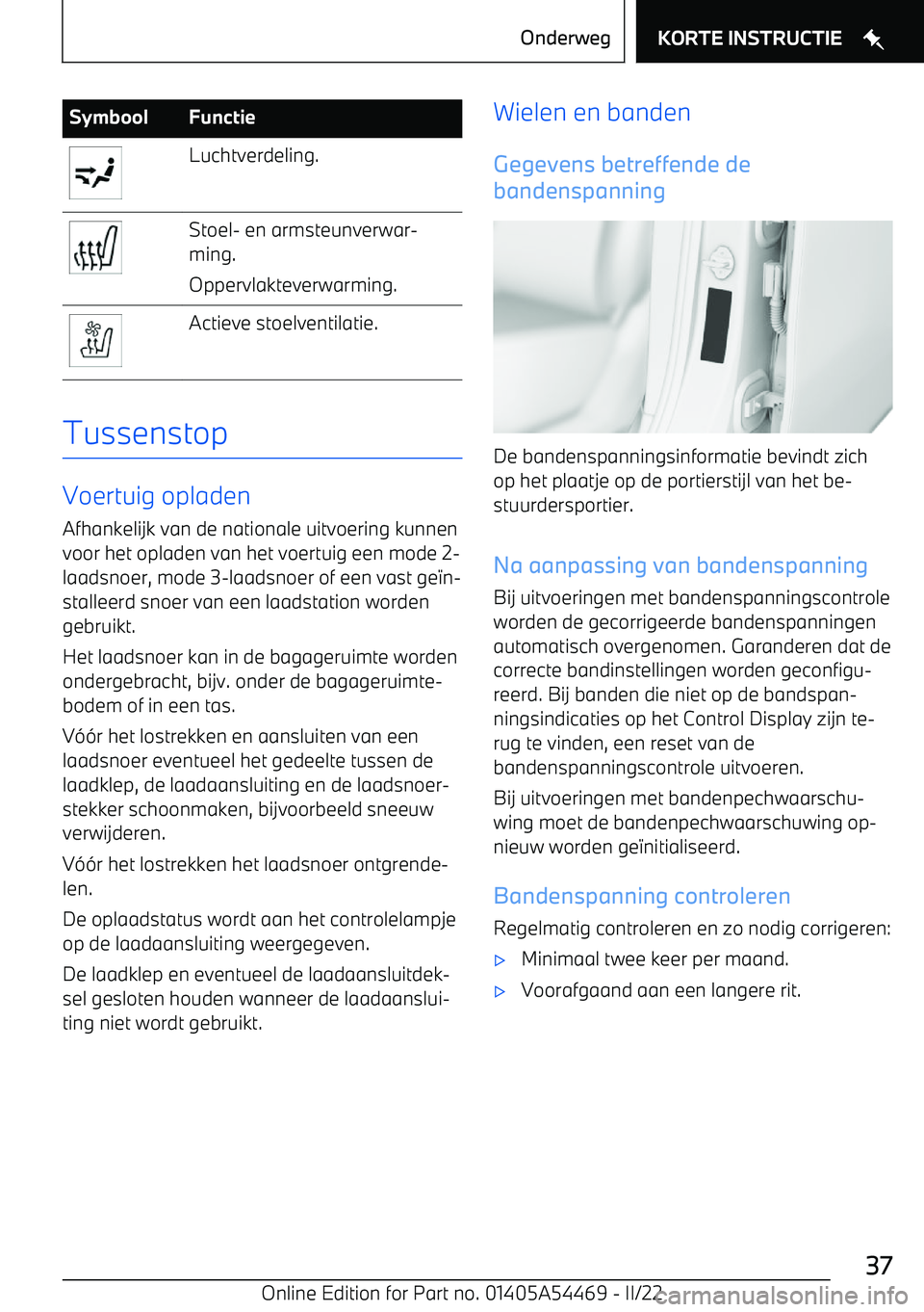 BMW IX 2022 Instructieboekjes (in Dutch) SymboolFunctieLuchtverdeling.Stoel BMW IX 2022 Instructieboekjes (in Dutch) SymboolFunctieLuchtverdeling.Stoel