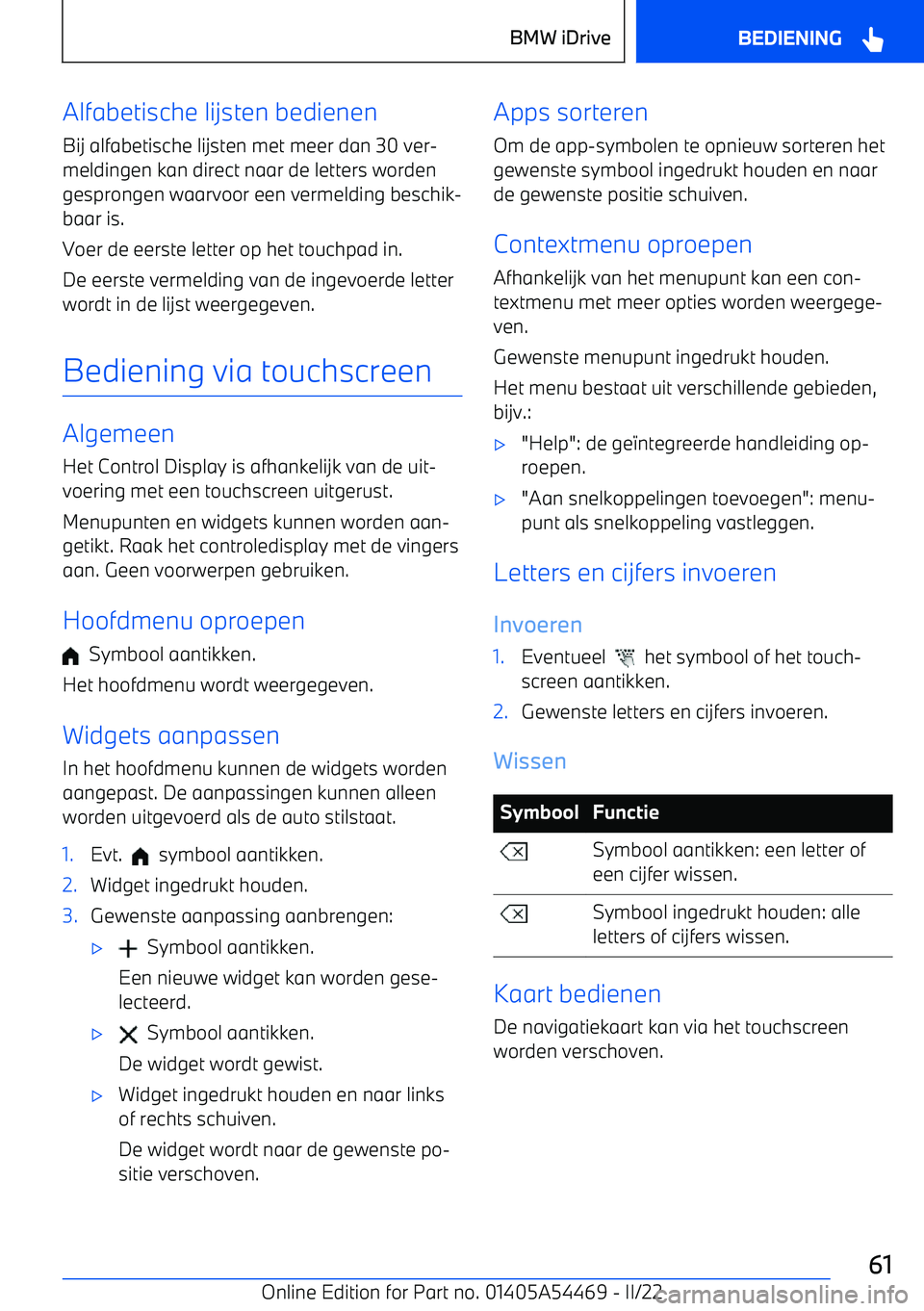 BMW IX 2022  Instructieboekjes (in Dutch) Alfabetische lijsten bedienenBij alfabetische lijsten met meer dan 30 ver