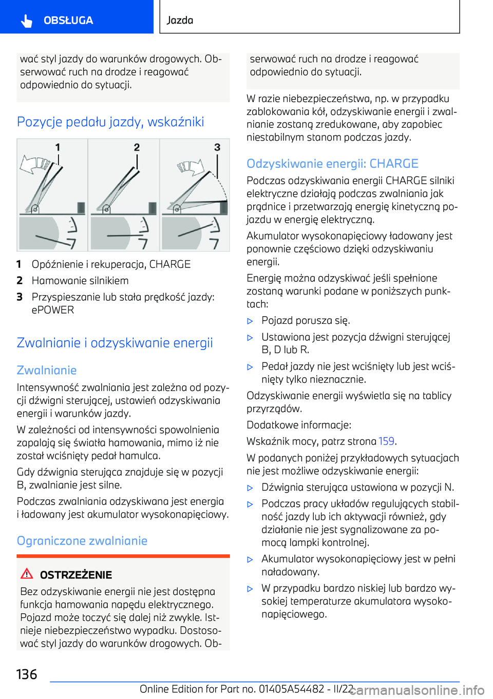BMW IX 2022  Instrukcja obsługi (in Polish) wa1 styl jazdy do warunk (w drogowych. Ob