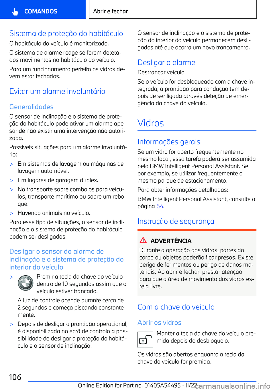 BMW IX 2022  Manual do condutor (in Portuguese) Sistema de prote
