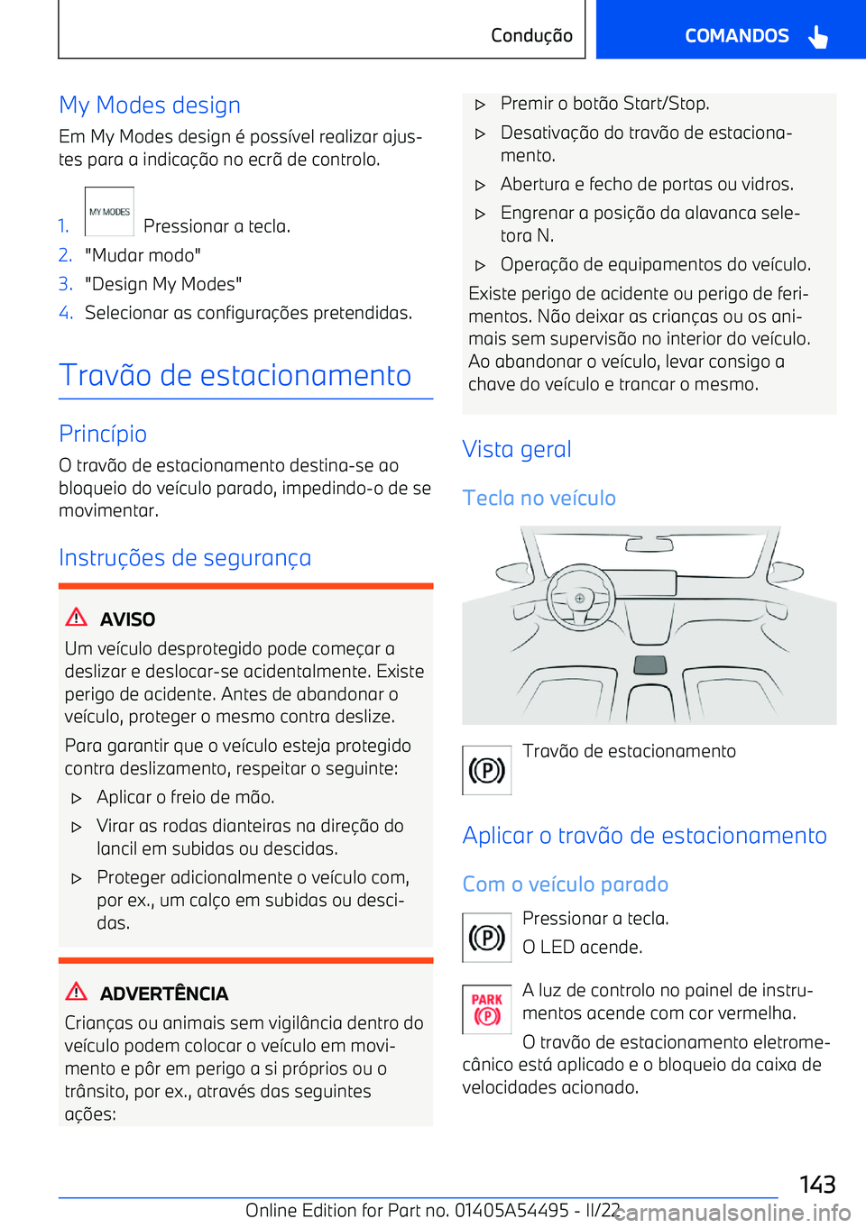 BMW IX 2022  Manual do condutor (in Portuguese) My Modes designEm My Modes design 