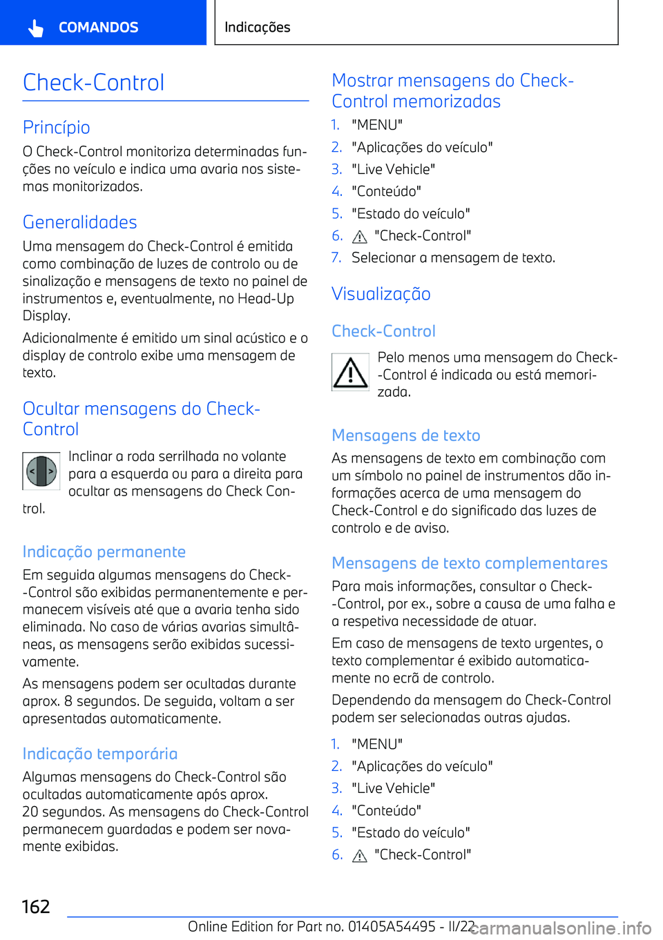 BMW IX 2022  Manual do condutor (in Portuguese) Check