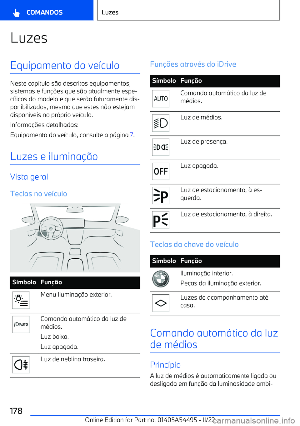 BMW IX 2022  Manual do condutor (in Portuguese) LuzesEquipamento do ve7culo
Neste cap 7tulo s 9o descritos equipamentos,
sistemas e fun