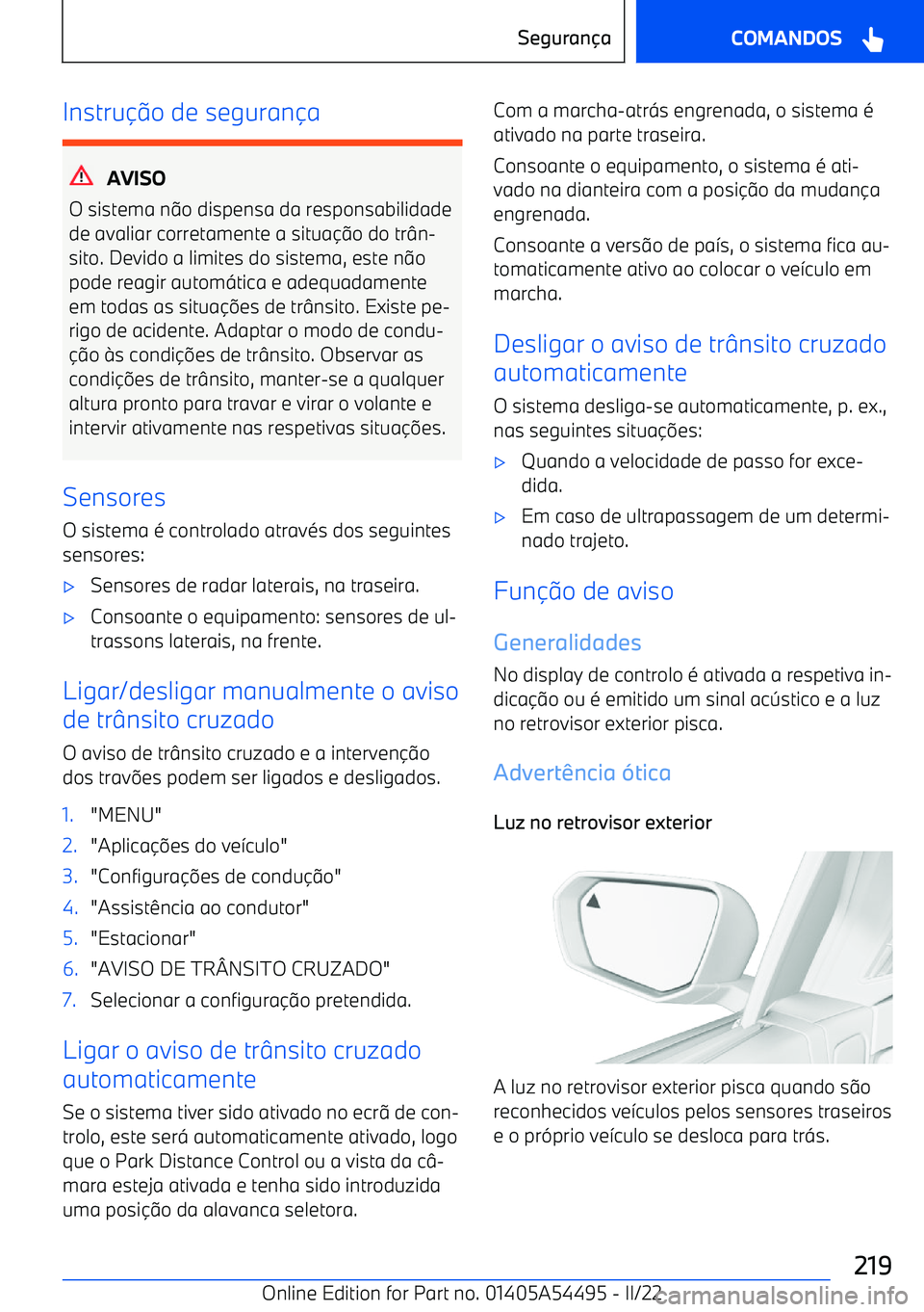 BMW IX 2022  Manual do condutor (in Portuguese) Instru