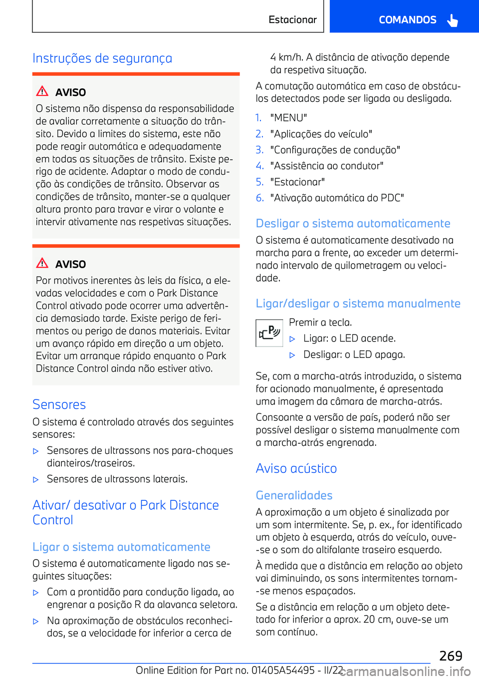 BMW IX 2022  Manual do condutor (in Portuguese) Instru