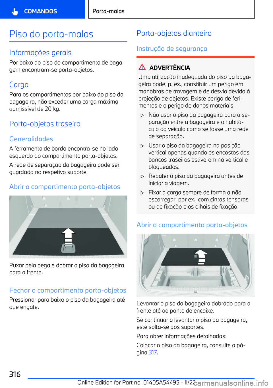 BMW IX 2022  Manual do condutor (in Portuguese) Piso do porta