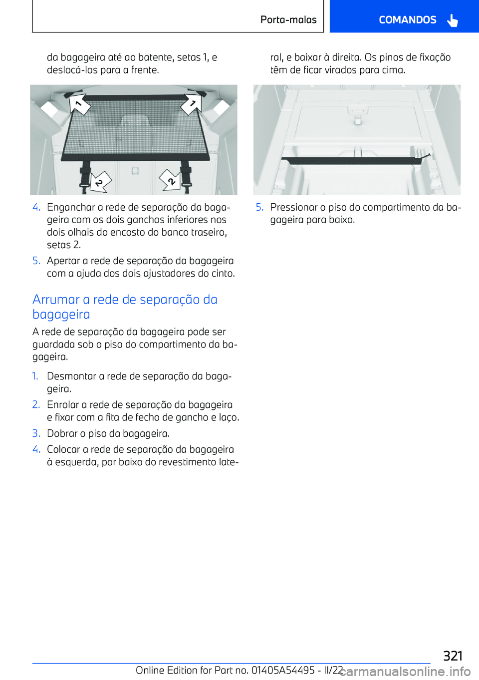 BMW IX 2022  Manual do condutor (in Portuguese) da bagageira at