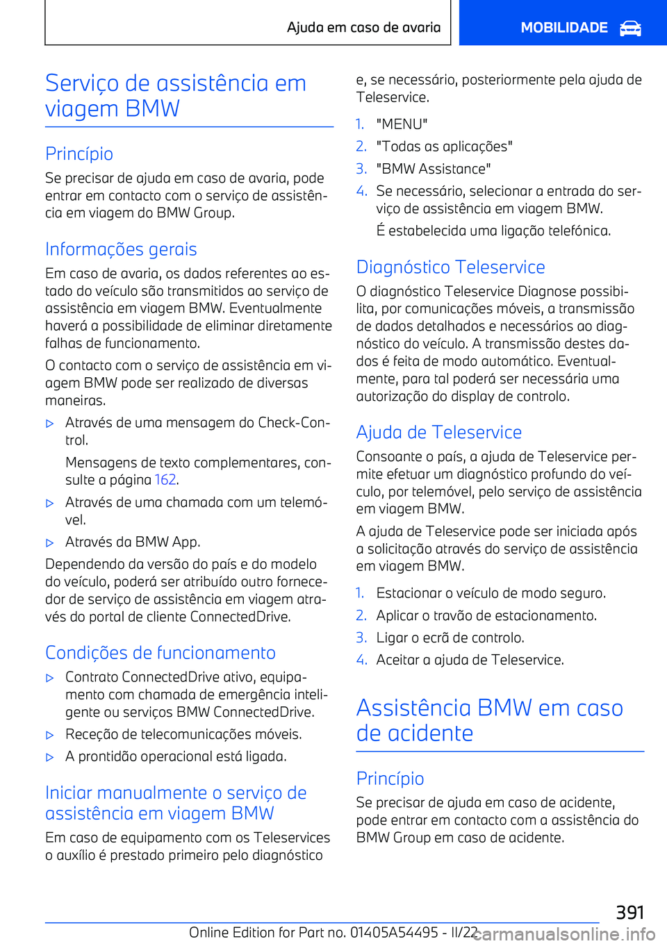 BMW IX 2022 Manual do condutor (in Portuguese) Servi BMW IX 2022 Manual do condutor (in Portuguese) Servi