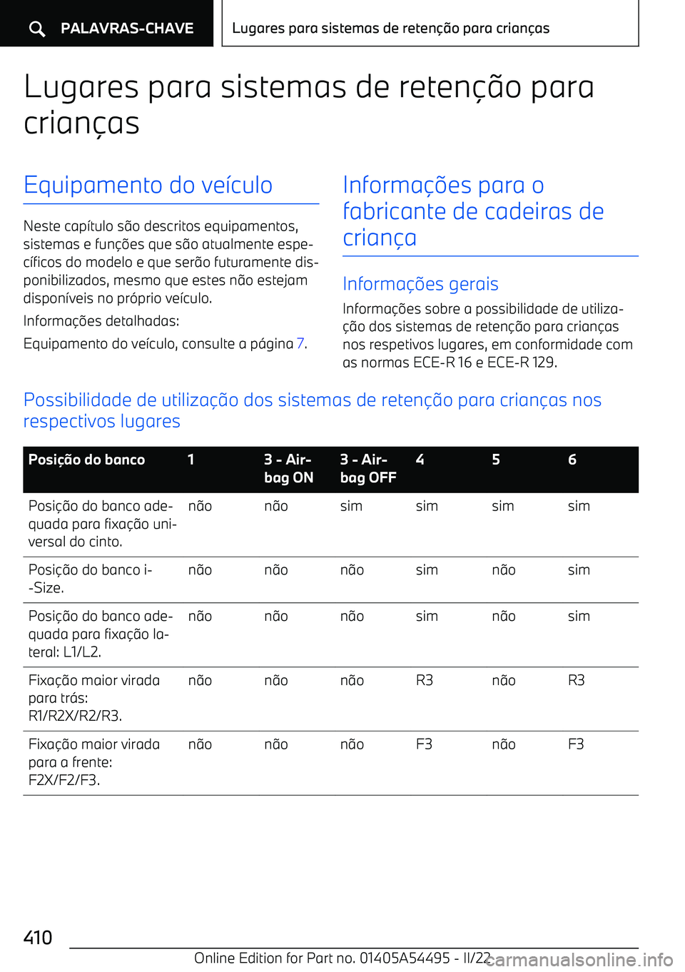 BMW IX 2022  Manual do condutor (in Portuguese) Lugares para sistemas de reten