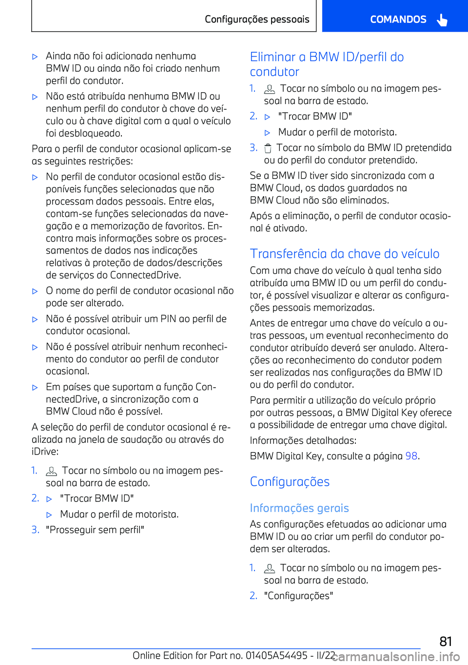 BMW IX 2022  Manual do condutor (in Portuguese) 