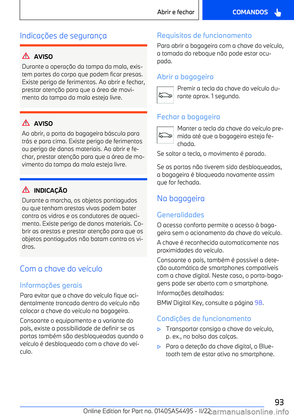 BMW IX 2022  Manual do condutor (in Portuguese) Indica