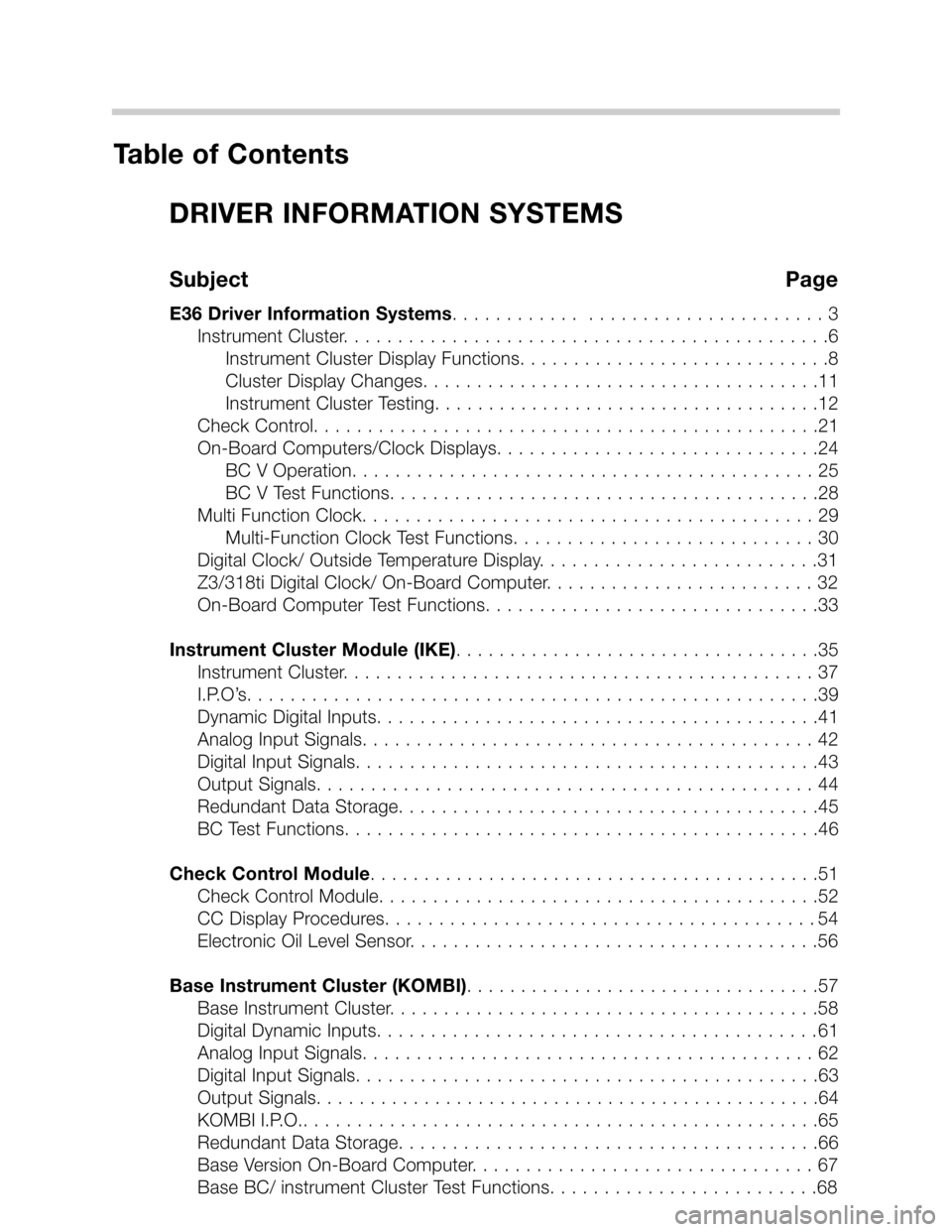 BMW Z3 ROADSTER 2002 E36 Driver Information Systems Manual 