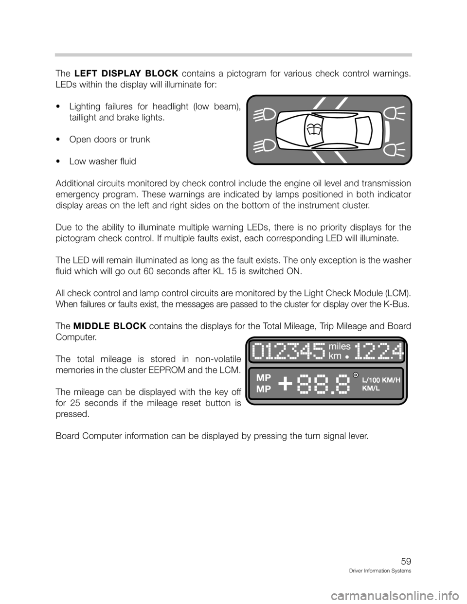 BMW Z3 CONVERTIBLE 2001 E36 Driver Information Systems Manual ,&! 
*,( ,   
 ; 2	  
 :
10:!
:



	
;>
? 1 ;
	 ; !
 4
: 8
5C


!8