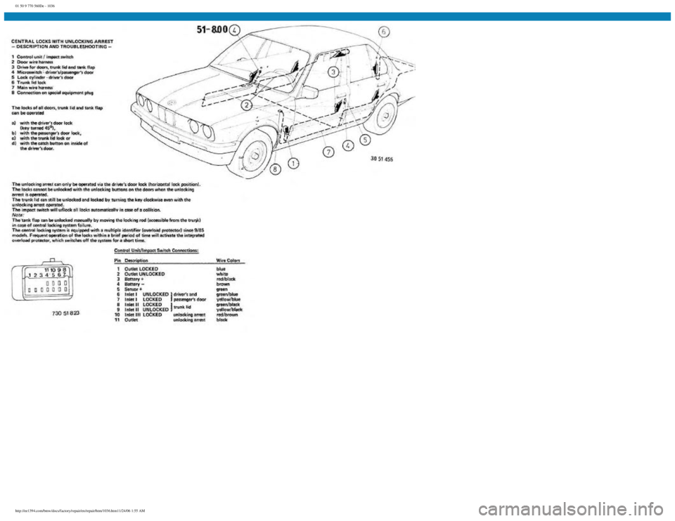 BMW E30 1982 Repair Manual
01 50 9 770 560De - 1036
http://ee1394.com/bmw/docs/factory/repair/en/repair/htm/1036.htm11/24/06 1:55 AM BMW E30 1982 Repair Manual
01 50 9 770 560De - 1036
http://ee1394.com/bmw/docs/factory/repair/en/repair/htm/1036.htm11/24/06 1:55 AM