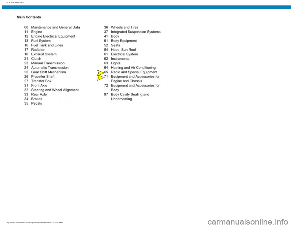 BMW E30 1982 Repair Manual
01 50 9 770 560De - 0001
http://ee1394.com/bmw/docs/factory/repair/en/repair/htm/0001.htm11/23/06 1:28 PM BMW E30 1982 Repair Manual
01 50 9 770 560De - 0001
http://ee1394.com/bmw/docs/factory/repair/en/repair/htm/0001.htm11/23/06 1:28 PM