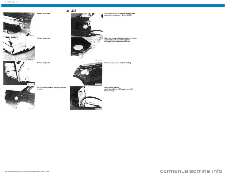 BMW E30 1982 Repair Manual
01 50 9 770 560De - 0847
http://ee1394.com/bmw/docs/factory/repair/en/repair/htm/0847.htm11/23/06 11:22 PM BMW E30 1982 Repair Manual
01 50 9 770 560De - 0847
http://ee1394.com/bmw/docs/factory/repair/en/repair/htm/0847.htm11/23/06 11:22 PM