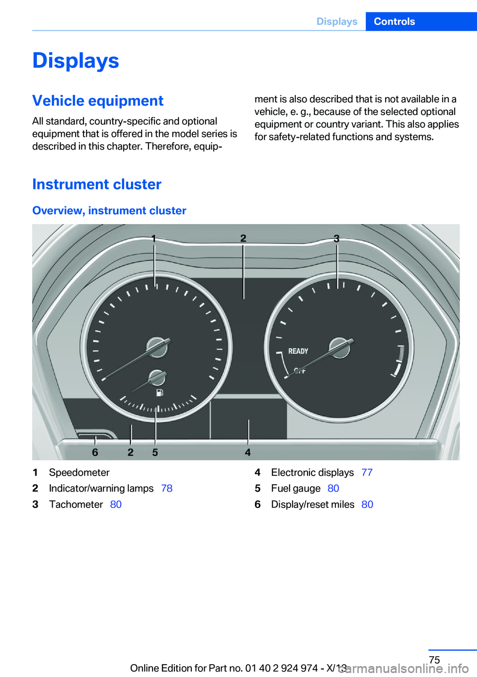 BMW 228I 2014 Manual PDF DisplaysVehicle equipmentAll standard, country-specific and optional
equipment that is offered in the model series is
described in this chapter. Therefore, equip‐ment is also described that is not a