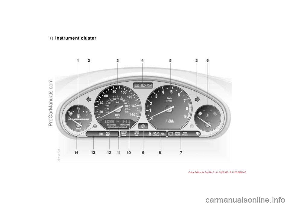 BMW M ROADSTER COUPE 2001 User Guide  
18n
 
Instrument cluster 
36mus725
ProCarManuals.com 