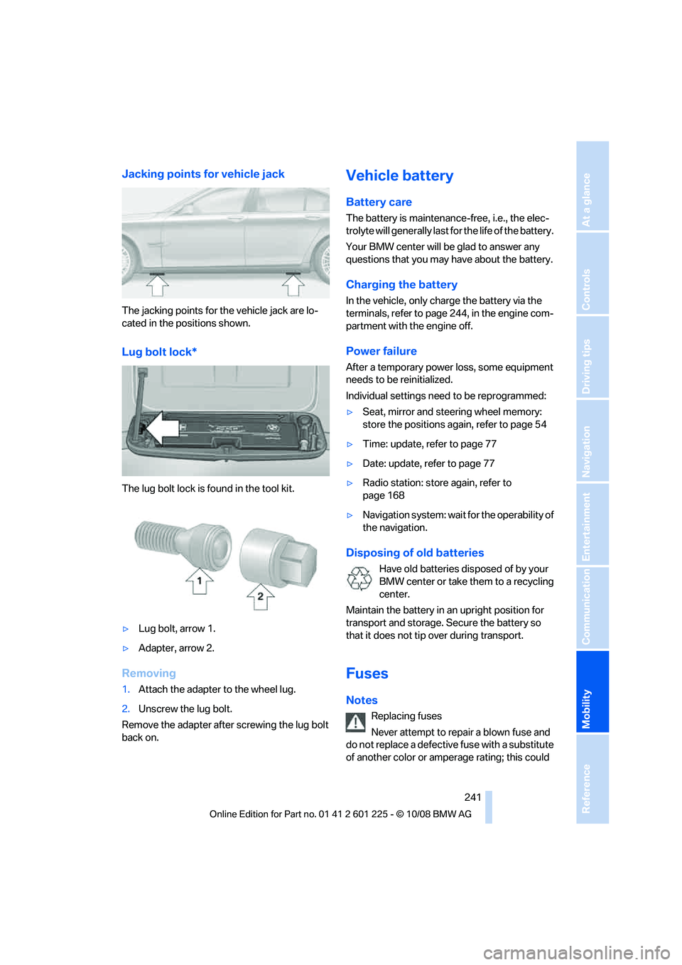 BMW 7 SERIES 2009  Owners Manual �+�B�D�L�J�O�H��Q�P�J�O�U�T��G�P�S��W�F�I�J�D�M�F��K�B�D�L
�5�I�F��K�B�D�L�J�O�H��Q�P�J�O�U�T��G�P�S��U�I�F��W�F�I�J�D�M�F��K�B�D�L��B�S�F��M�Pj
�D�B�U�F�E��J�O��U�I�F��Q�P�T�J�U�J�P�O