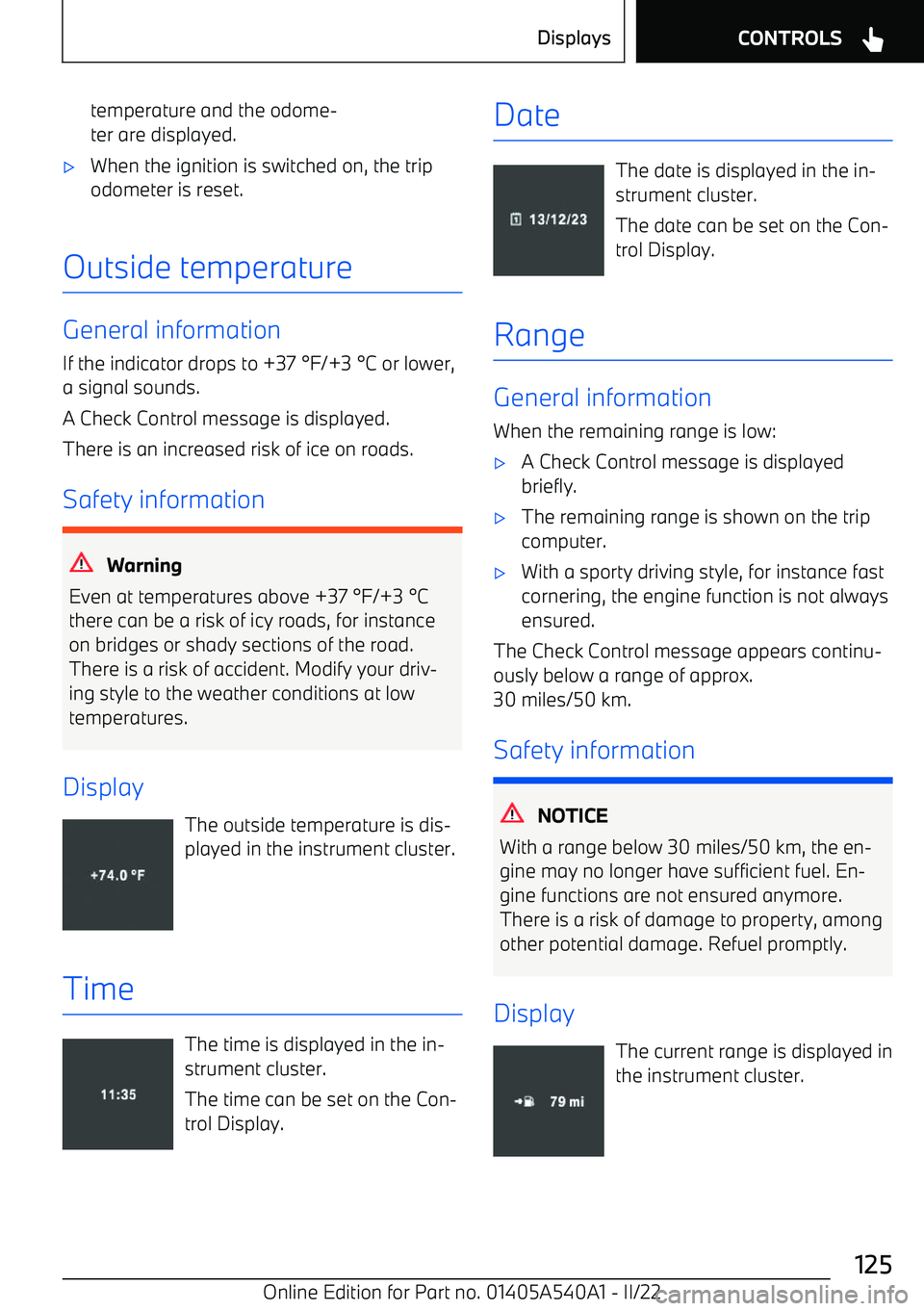 BMW X2 2023 Owners Manual temperature and the odome BMW X2 2023 Owners Manual temperature and the odome