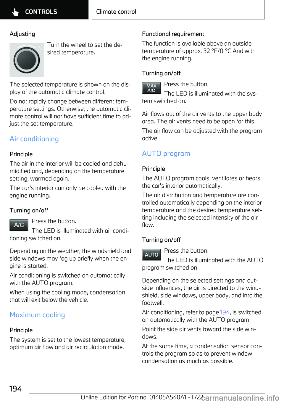 BMW X2 2023  Owners Manual AdjustingTurn the wheel to set the de