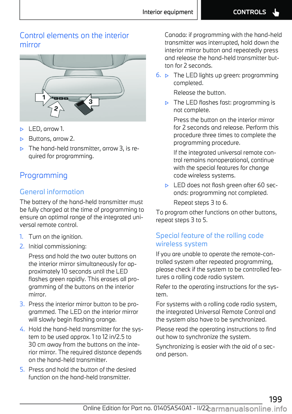 BMW X2 2023  Owners Manual Control elements on the interior
mirror