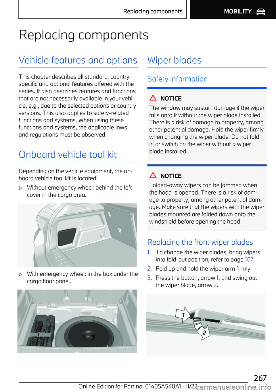 BMW X2 2023  Owners Manual Replacing componentsVehicle features and options
This chapter describes all standard, country