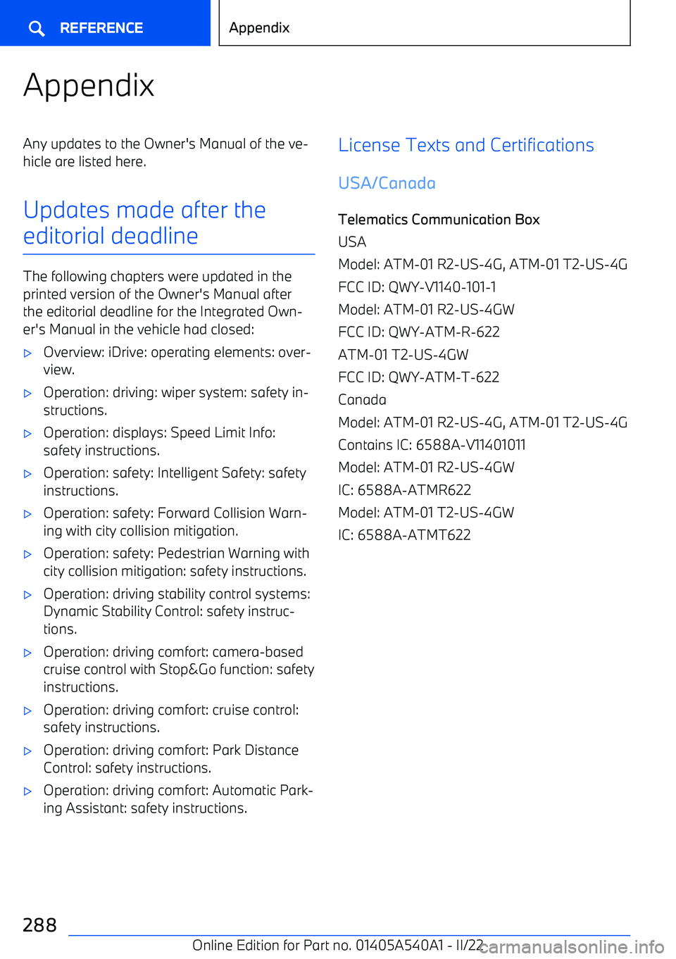 BMW X2 2023  Owners Manual AppendixAny updates to the Owner