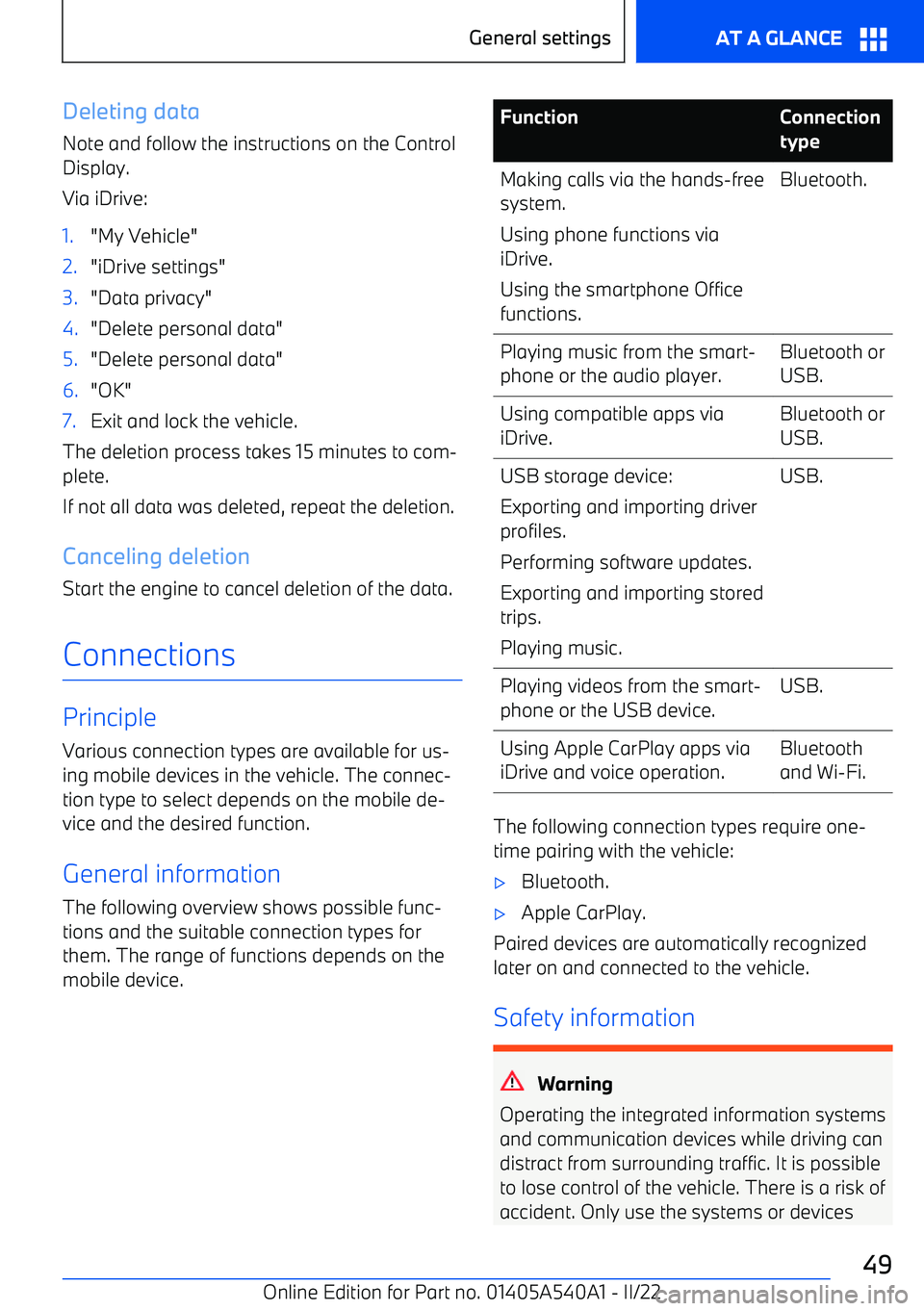 BMW X2 2023 Service Manual Deleting dataNote and follow the instructions on the ControlDisplay.
Via iDrive:1."My Vehicle"2."iDrive settings"3."Data privacy"4."Delete personal data"5."Delete p BMW X2 2023 Service Manual Deleting dataNote and follow the instructions on the ControlDisplay.
Via iDrive:1."My Vehicle"2."iDrive settings"3."Data privacy"4."Delete personal data"5."Delete p