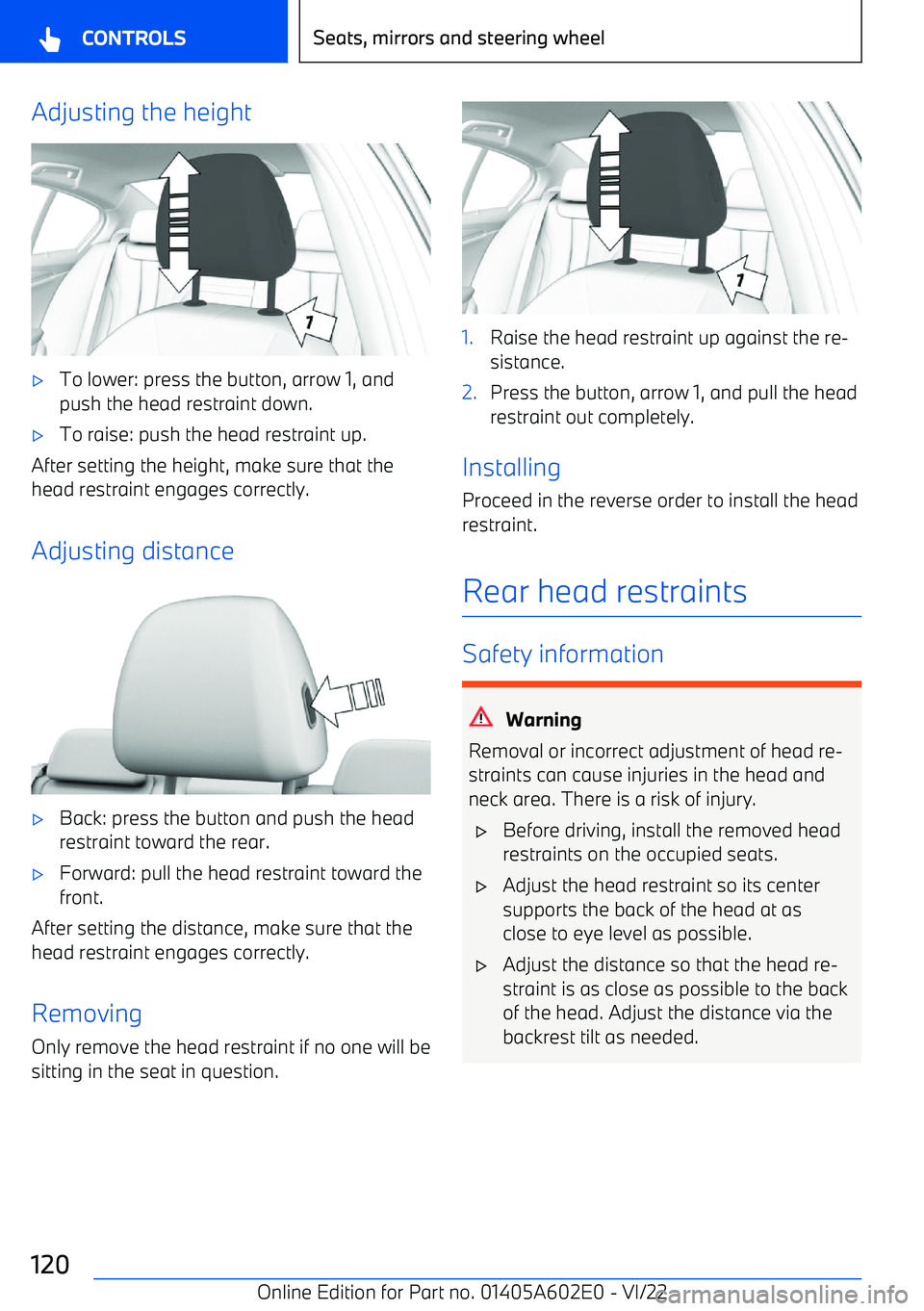 BMW X3 2023 Owners Manual Adjusting the height BMW X3 2023 Owners Manual Adjusting the height