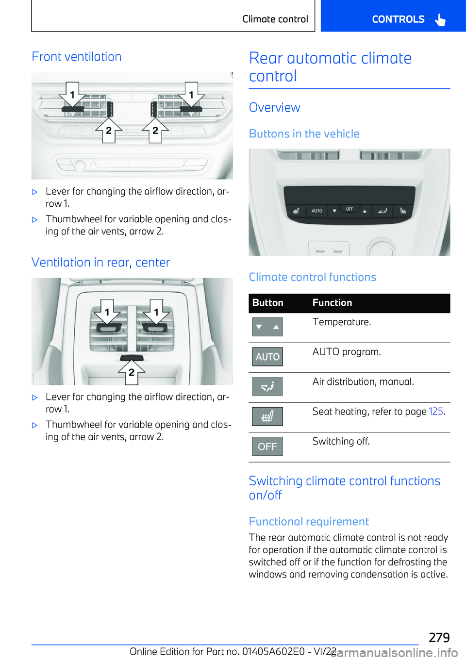 BMW X3 2023 Owners Manual Front ventilation BMW X3 2023 Owners Manual Front ventilation