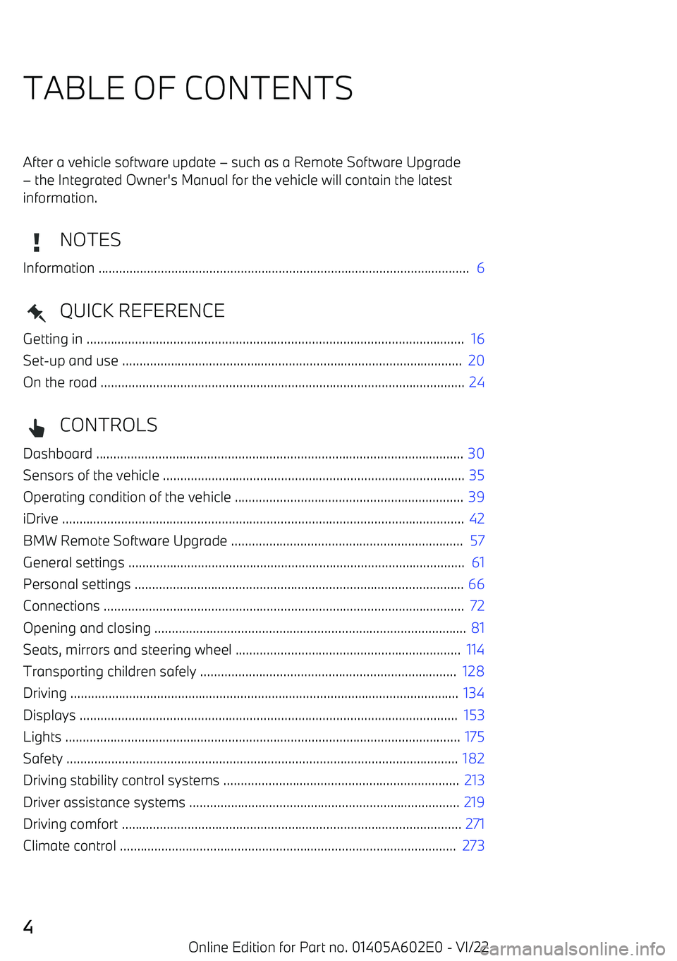 BMW X3 2023 Owners Manual TABLE OF CONTENTSAfter a vehicle software update BMW X3 2023 Owners Manual TABLE OF CONTENTSAfter a vehicle software update