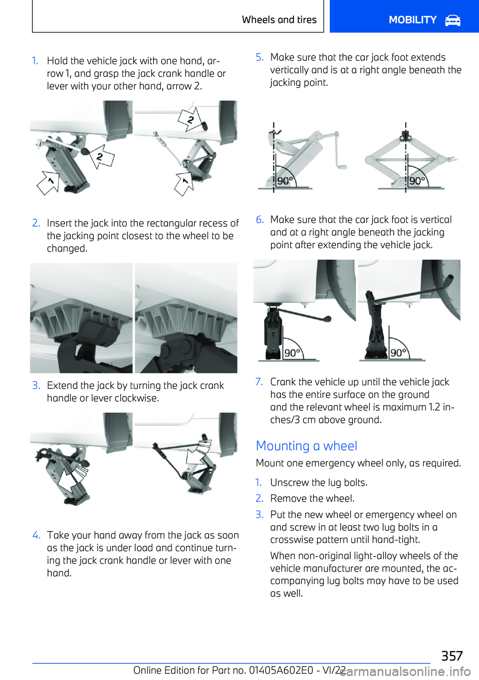 BMW X3 2023 Owners Manual 1.Hold the vehicle jack with one hand, ar BMW X3 2023 Owners Manual 1.Hold the vehicle jack with one hand, ar