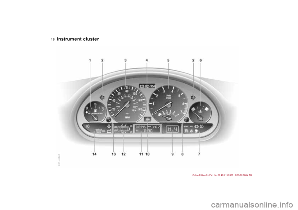 BMW 325I 2001 User Guide  
18n
 
Instrument cluster 460us048 