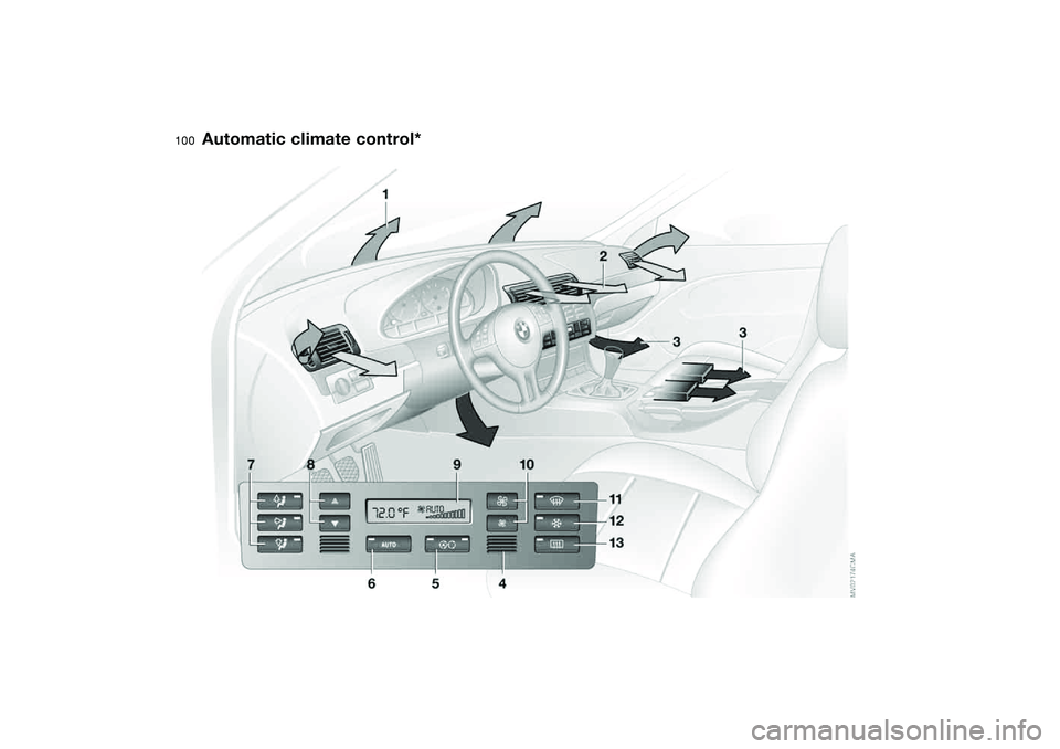 BMW 325I SPORT WAGON 2001  Owners Manual 100
Automatic climate control* 